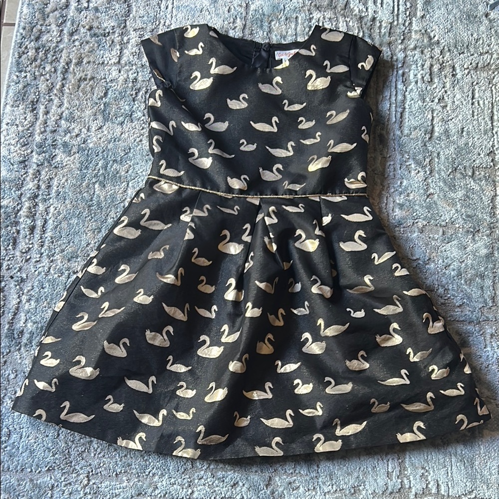 Cat & Jack Black Dress with Swan Pattern